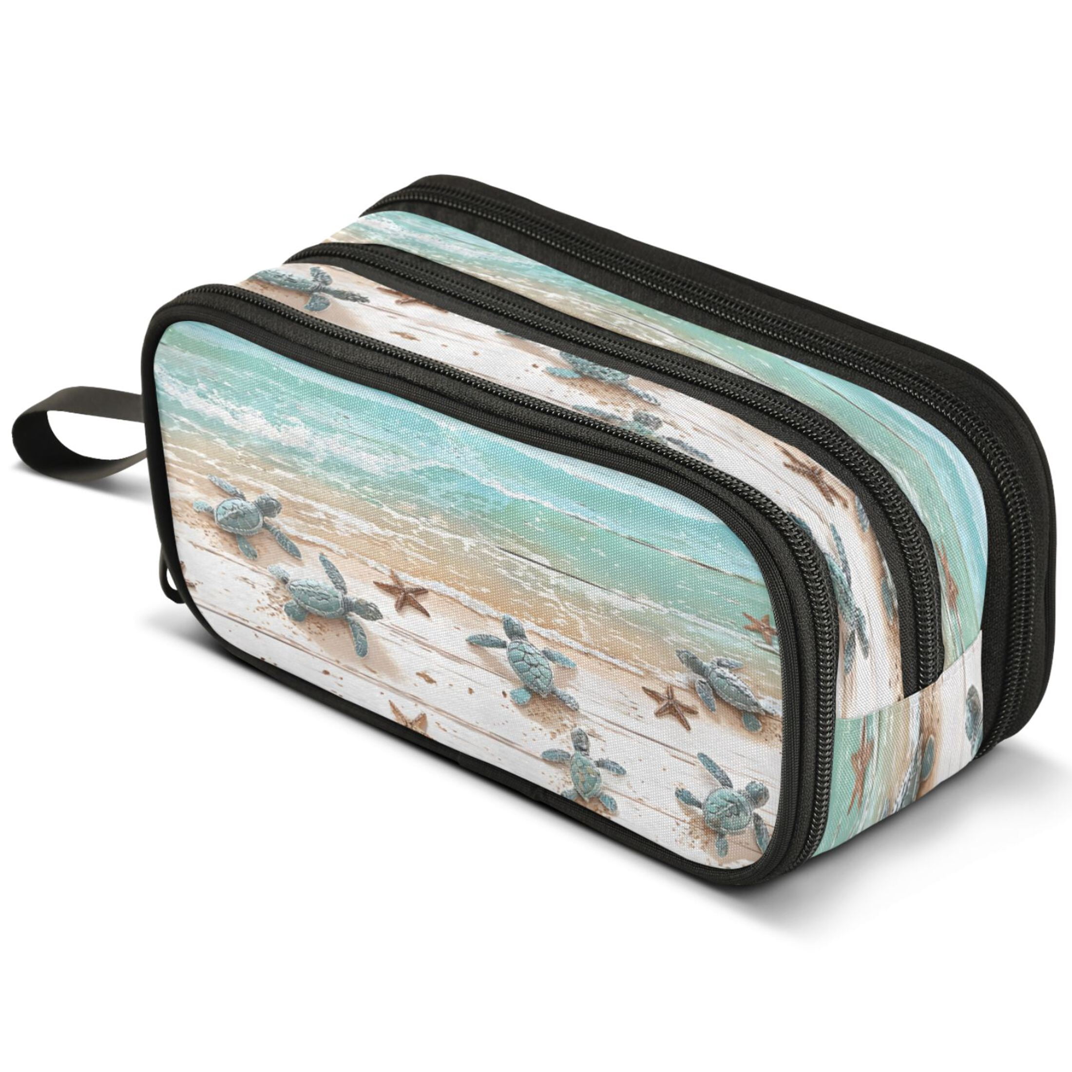 ALAZA Summer Turtle on Wood Pencil Case Bag Large 3 Compartment Pen ...