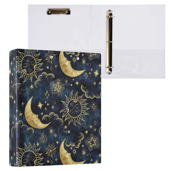 ALAZA Sun Moon Boho Cosmos Astrology Hardcover 3 Ring Binder 1.5" D-Rings with Interior Pockets Binders School 1 PC
