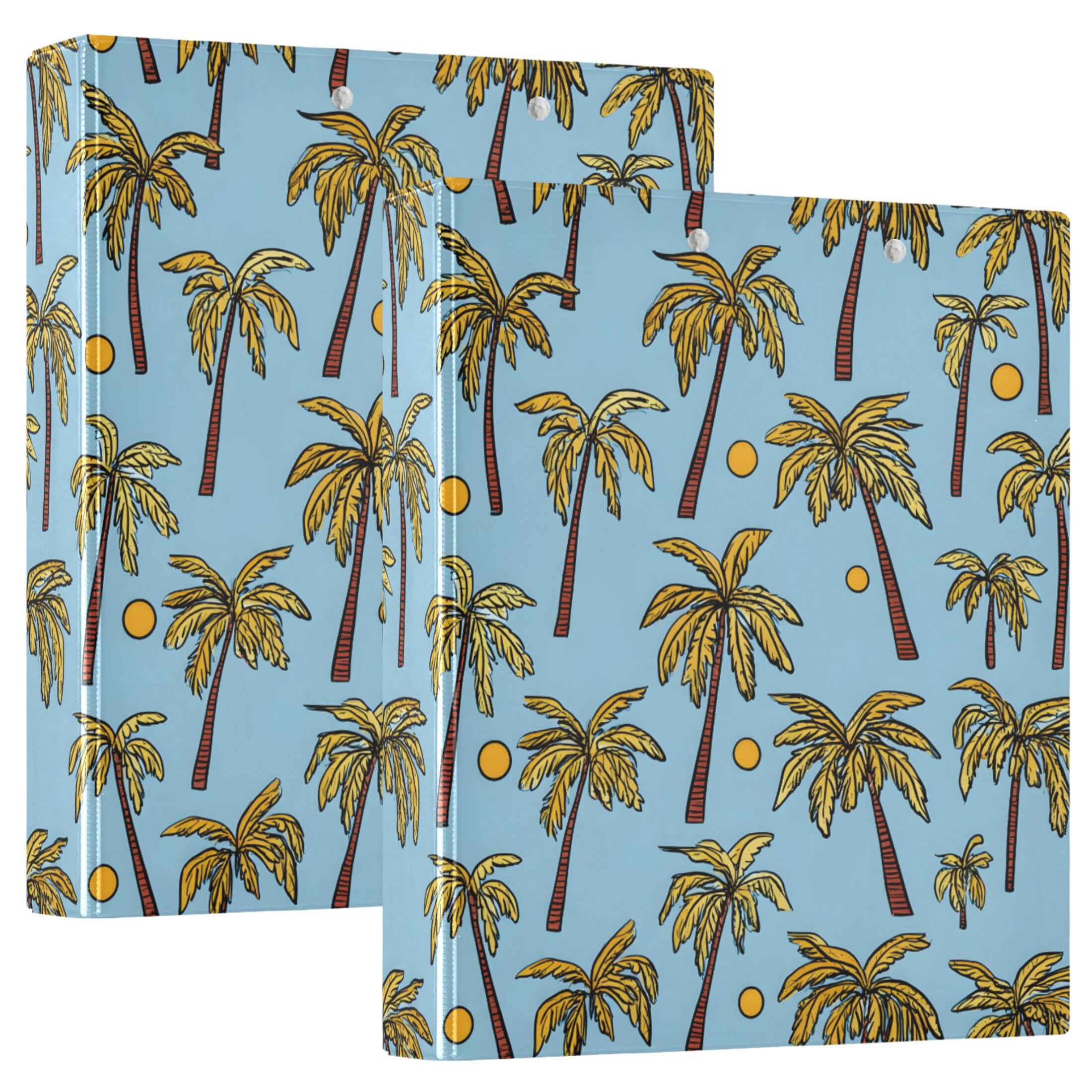 ALAZA Sun and Palm Tree Hardcover 3 Ring Binder 1.5