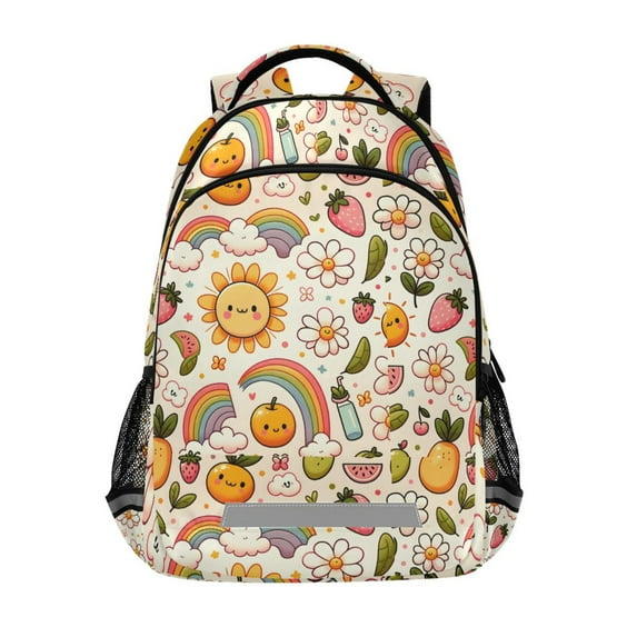ALAZA Sun and Rainbow Strawberry Backpack Elementary School Bag Bookbag Travel Rucksack