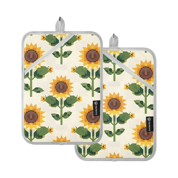 ALAZA Sunflower Blooming Pot Holders Set of 2 Heat Resistant Kitchen Oven Mitts