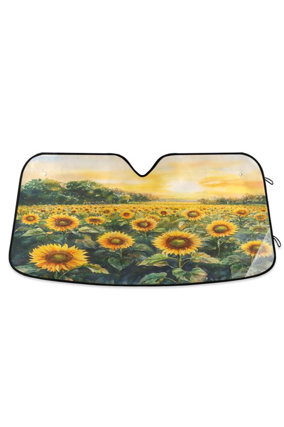 Sunflower Field Windshield Sun Shade Car Foldable Sun Visor Block UV Rays Protector 55"x27.6"
