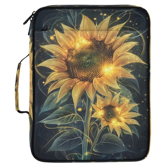 ALAZA Sunflowers Glitter Pattern Expanding Accordion File Folder 3 Ring Zipper Organizer Portable Document Binder Bag