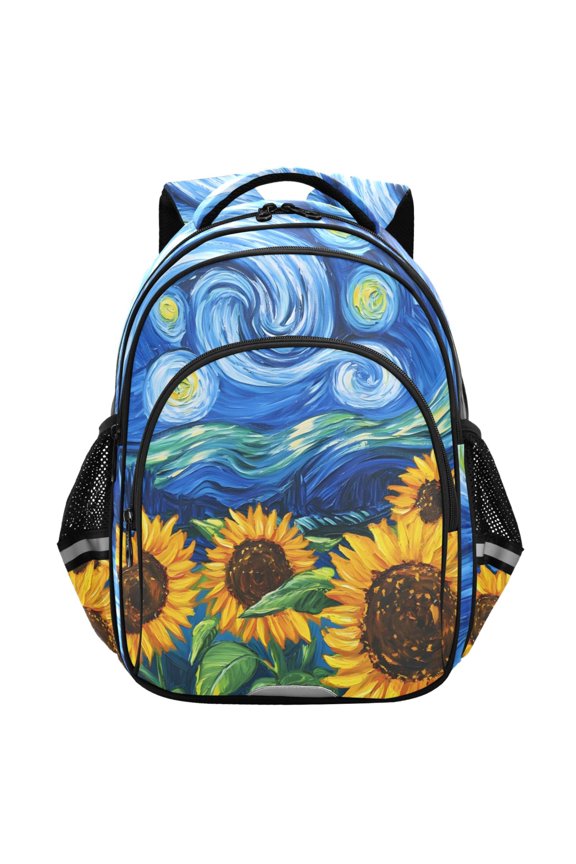 Sunflowers Oil Paint School Backpack Elementary Bag Student Bookbag Travel Rucksack