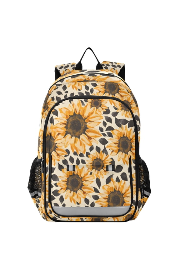 Sunflowers on Leopard Laptop Backpack Purse Travel Bag Casual School Bookbag Rucksack for Women Men