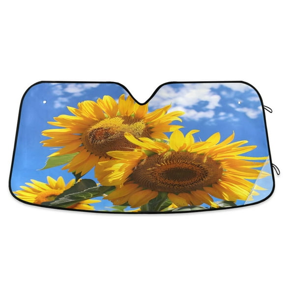 ALAZA Sunflowers with Blue Sky Windshield Sun Shade Car Foldable Sun Visor Block UV Rays Protector 55"x27.6"