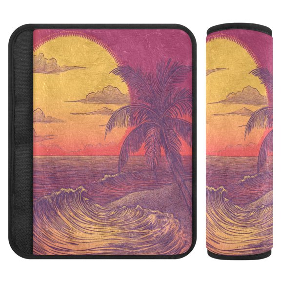 ALAZA Sunset Beach Car Seat Belt Adjuster Neck Covers Shoulder Cushions Pads S