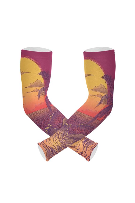 Sunset Beach UV Sun Protection Arm Sleeves UPF 50+ Compression Cooling Sleeve 1 Pair