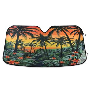 ALAZA Sunset Tropical Forest Windshield Sun Shade Car Foldable Sun Visor Block UV Rays Protector 57"x31.5"