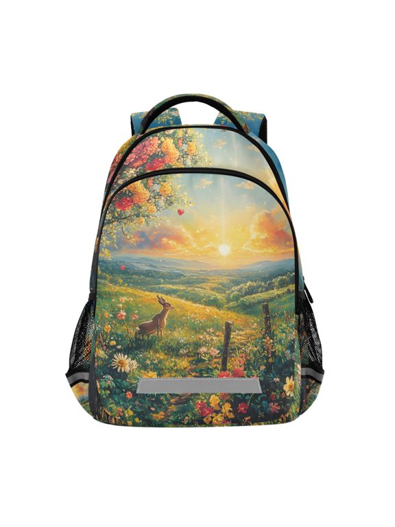 Sunset View Paint Backpack Elementary School Bag Bookbag Travel Rucksack