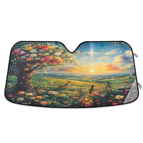 ALAZA Sunset View Paint Windshield Sun Shade Car Foldable Sun Visor Block UV Rays Protector 53"x23.5"