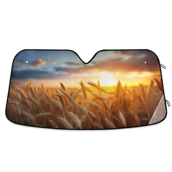 ALAZA Sunset Wheat Field Windshield Sun Shade Car Foldable Sun Visor Block UV Rays Protector 55"x27.6"