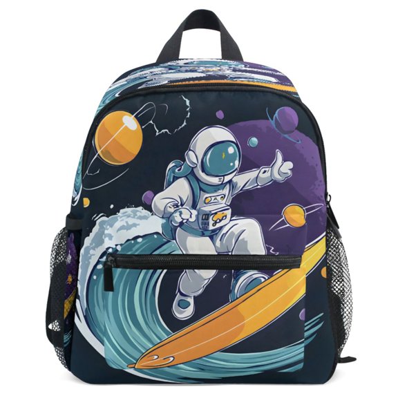 ALAZA Surfboard Astronaut Planet Pattern Kids Backpack for Preschool Kindergarten Toddler Bags