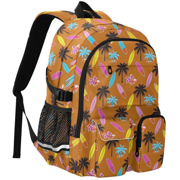 ALAZA Surfboard Coconut Tree Print Student Backpack School Bookbag Large Laptop Daypack Travel Bag
