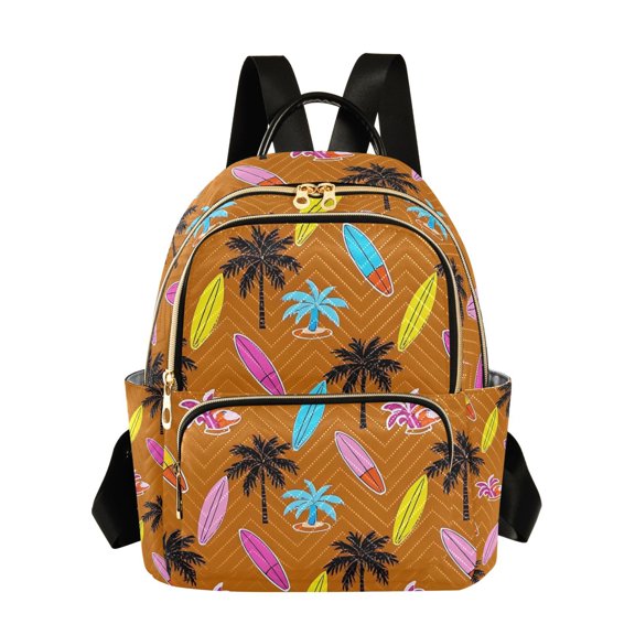 ALAZA Surfboard Coconut Tree Womens Travel Laptop Backpack Large Daypack Ladies Shoulder Bags S