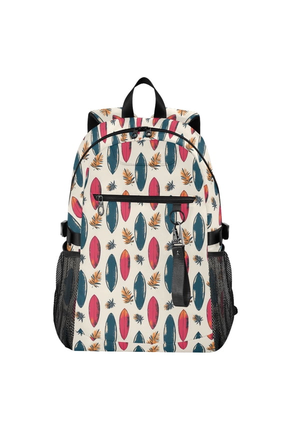 Surfboard Palm Leaves Pattern School Backpack Travel Laptop Bag College Bookbag Casual Daypack for Women Men