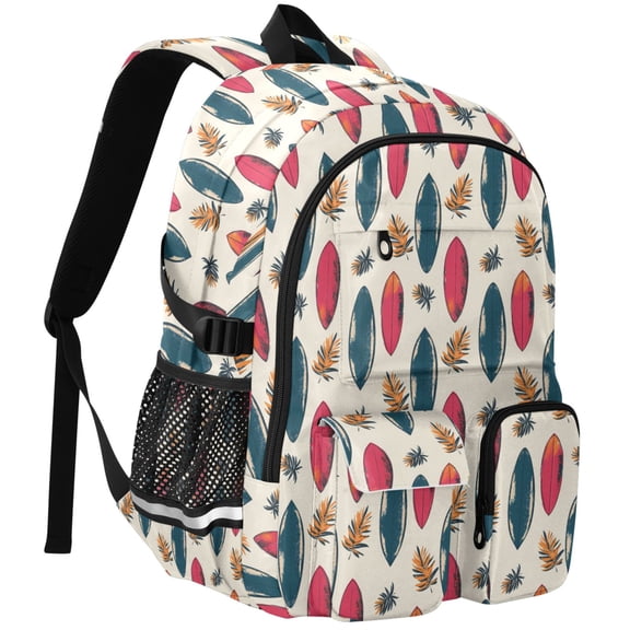 ALAZA Surfboard Palm Leaves Print Student Backpack School Bookbag Large Laptop Daypack Travel Bag