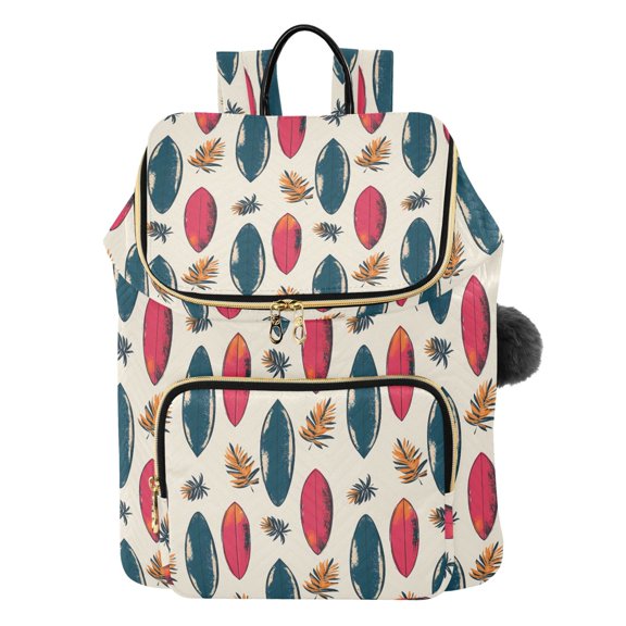 ALAZA Surfboard Palm Leaves Travel Backpack Laptop Bag Large Capacity Daypack
