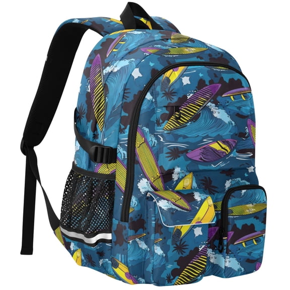 ALAZA Surfboard Wave Print Student Backpack School Bookbag Large Laptop Daypack Travel Bag