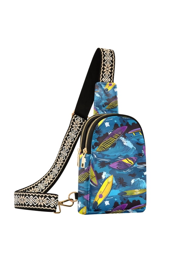 Surfboard Wave Sling Bag for Women Men Waterproof Crossbody Chest Bags