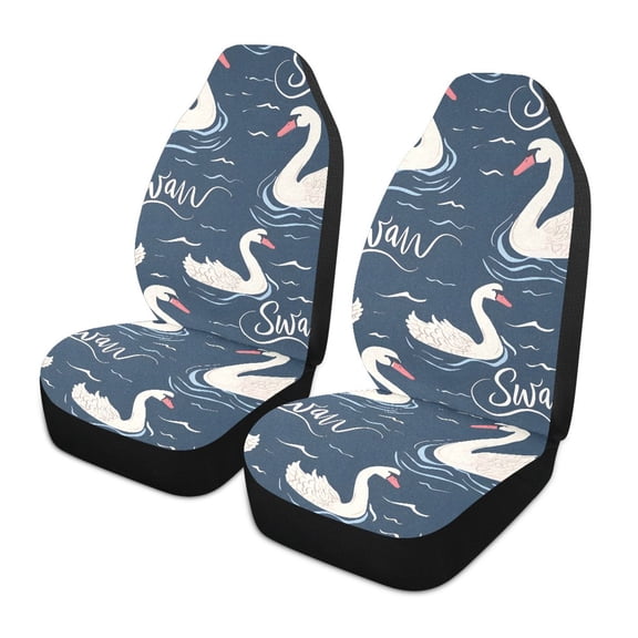 ALAZA Swan Swimming on River Car Seat Covers 2 PCs Universal Auto Front Seats Interior Protector