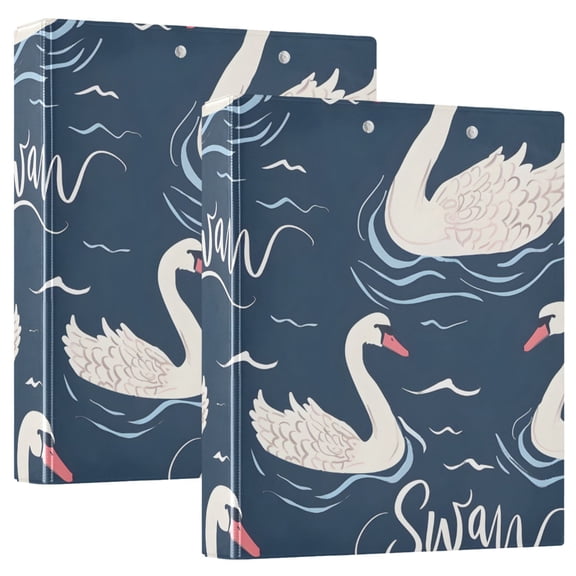ALAZA Swan Swimming on River Hardcover 3 Ring Binder 1.5" Round Rings Interior Pockets Binders Organizer 2 Pack