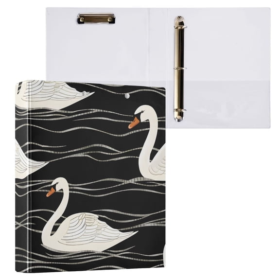ALAZA Swans Swimming Hardcover 3 Ring Binder 1.5" Round Rings Interior Pockets Binders Organizer 1 Pack