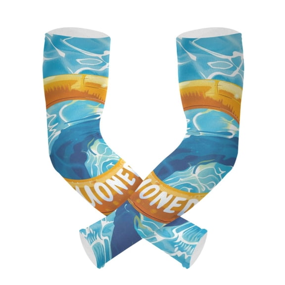 ALAZA Swimming Circle UV Sun Protection Arm Sleeves UPF 50+ Compression Cooling Sleeve 1 Pair