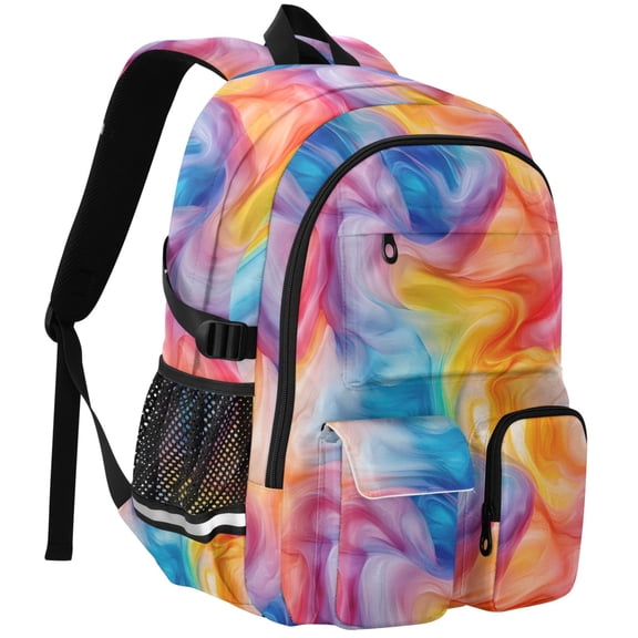 ALAZA Swirling Rainbow Tie Dye Print Student Backpack School Bookbag Large Laptop Daypack Travel Bag