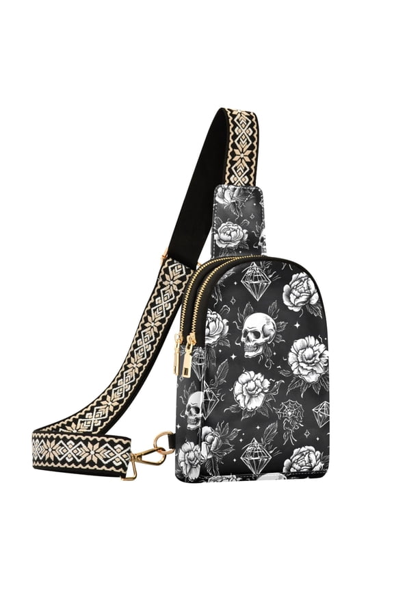Tattoo Skeletons-a2 Sling Bag for Women Men Waterproof Crossbody Chest Bags