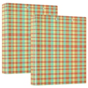 ALAZA Teal Checkered Hardcover 3 Ring Binder 1.5" Round Rings Interior Pockets Binders Organizer 2 Pack