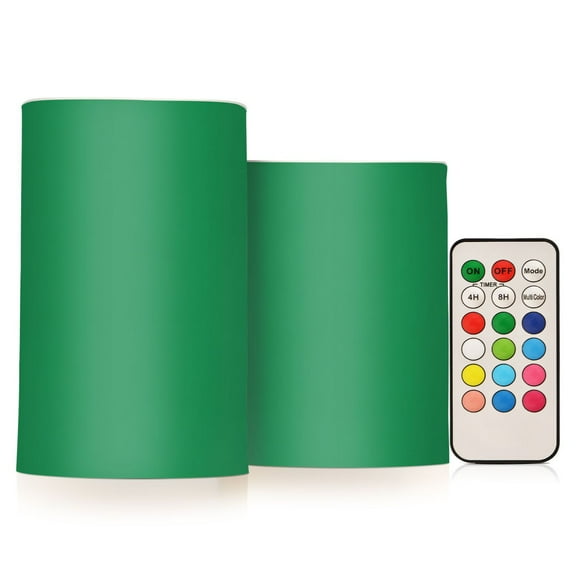 ALAZA Teal Green 2 PCs LED Flickering Flameless Candles with Remote Timer Battery Operated Candle