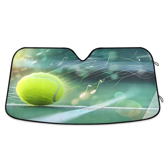 ALAZA Tennis Ball Notes Windshield Sun Shade Car Foldable Sun Visor Block UV Rays Protector 53"x23.5"
