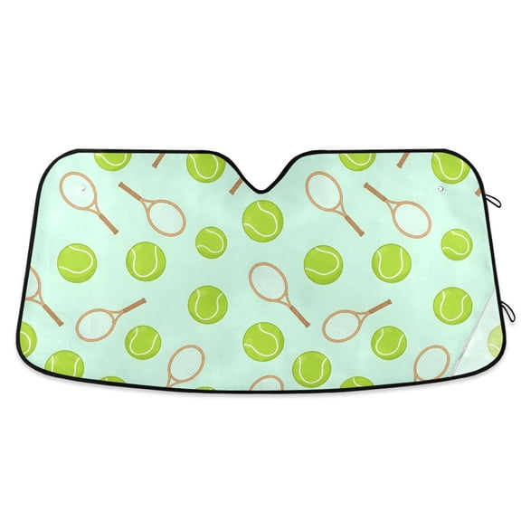 ALAZA Tennis Ball Racket Pattern Car Windshield Sun Shade Foldable UV Ray Sunshade Visor Protector 55 x 27.6in