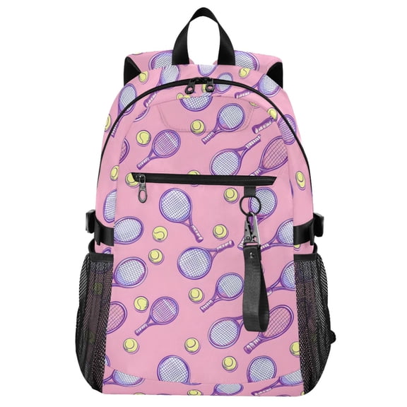ALAZA Tennis Racket Ball on Pink Pattern School Backpack Travel Laptop Bag College Bookbag Casual Daypack for Women Men