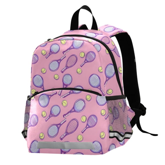 ALAZA Tennis Racket Ball on Pink School Backpack Elementary Student Bookbag