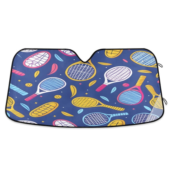 ALAZA Tennis Racket Balls Windshield Sun Shade Car Foldable Visor Block UV Rays Protector 53"x23.5"