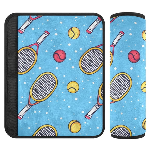 ALAZA Tennis Racket and Balls Car Seat Belt Adjuster Neck Covers Shoulder Cushions Pads S