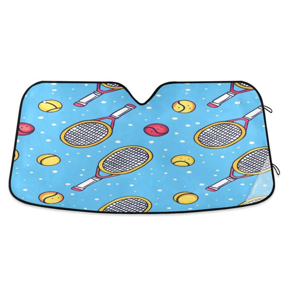 ALAZA Tennis Racket and Balls Windshield Sun Shade Car Foldable Sun Visor Block UV Rays Protector 55"x27.6"