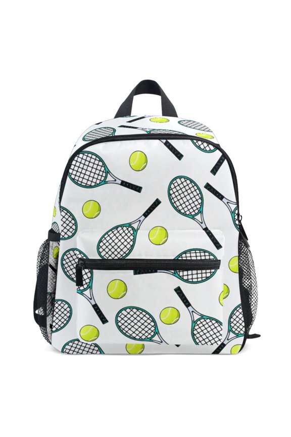 Tennis Rackets Balls Pattern School Backpack Student Bookbag Mini Bag