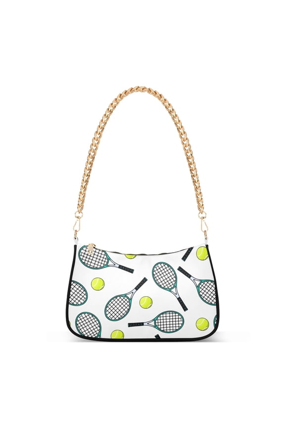 Tennis Rackets Balls Women's Chain Shoulder Bag Hobo Handbag Tote Crossbody Purse