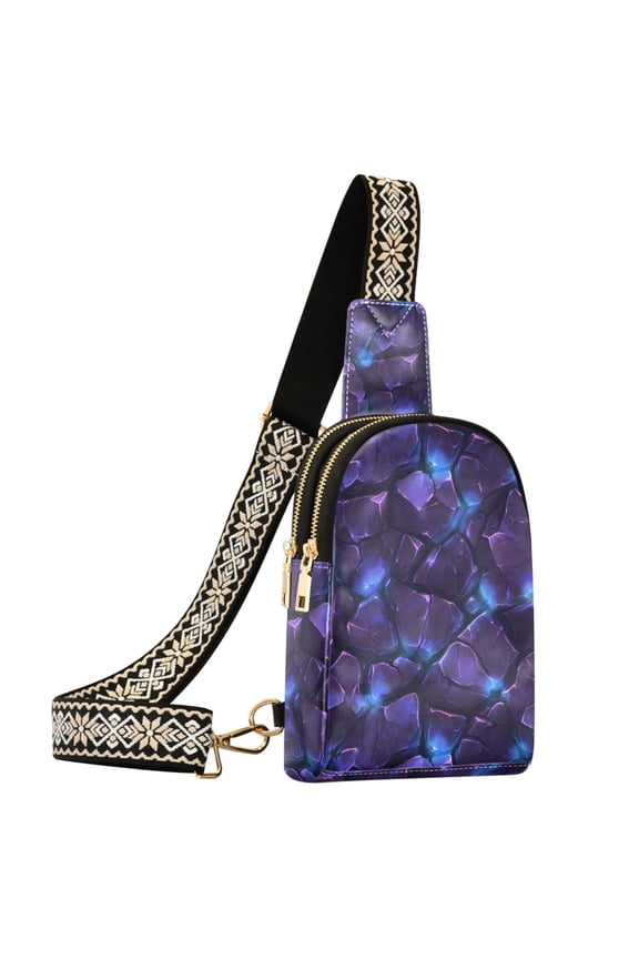 Texture Stone Purple Sling Bag for Women Men Waterproof Crossbody Chest Bags