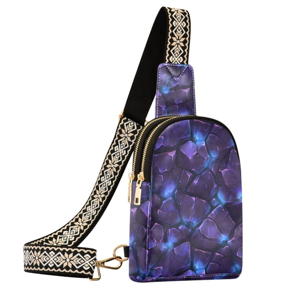 ALAZA Texture Stone Purple Sling Bag for Women Men Waterproof Crossbody Chest Bags