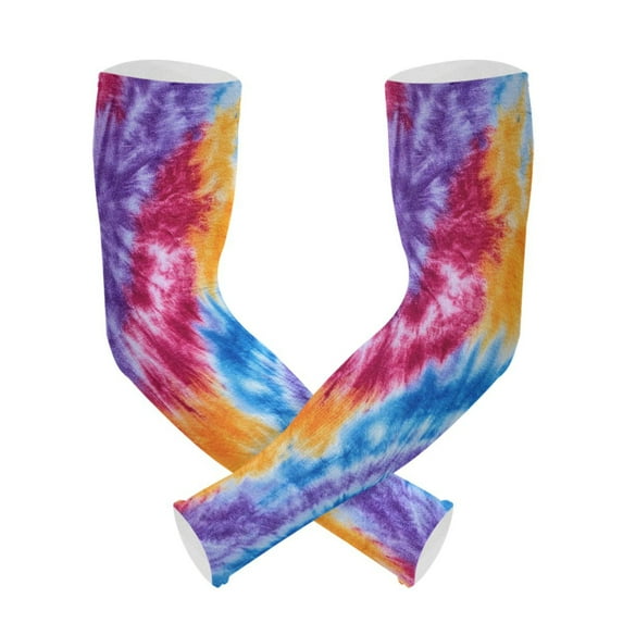 ALAZA Tie Dye Purple Pattern UV Sun Protection Arm Sleeves UPF 50+ Compression Cooling Sleeve 1 Pair
