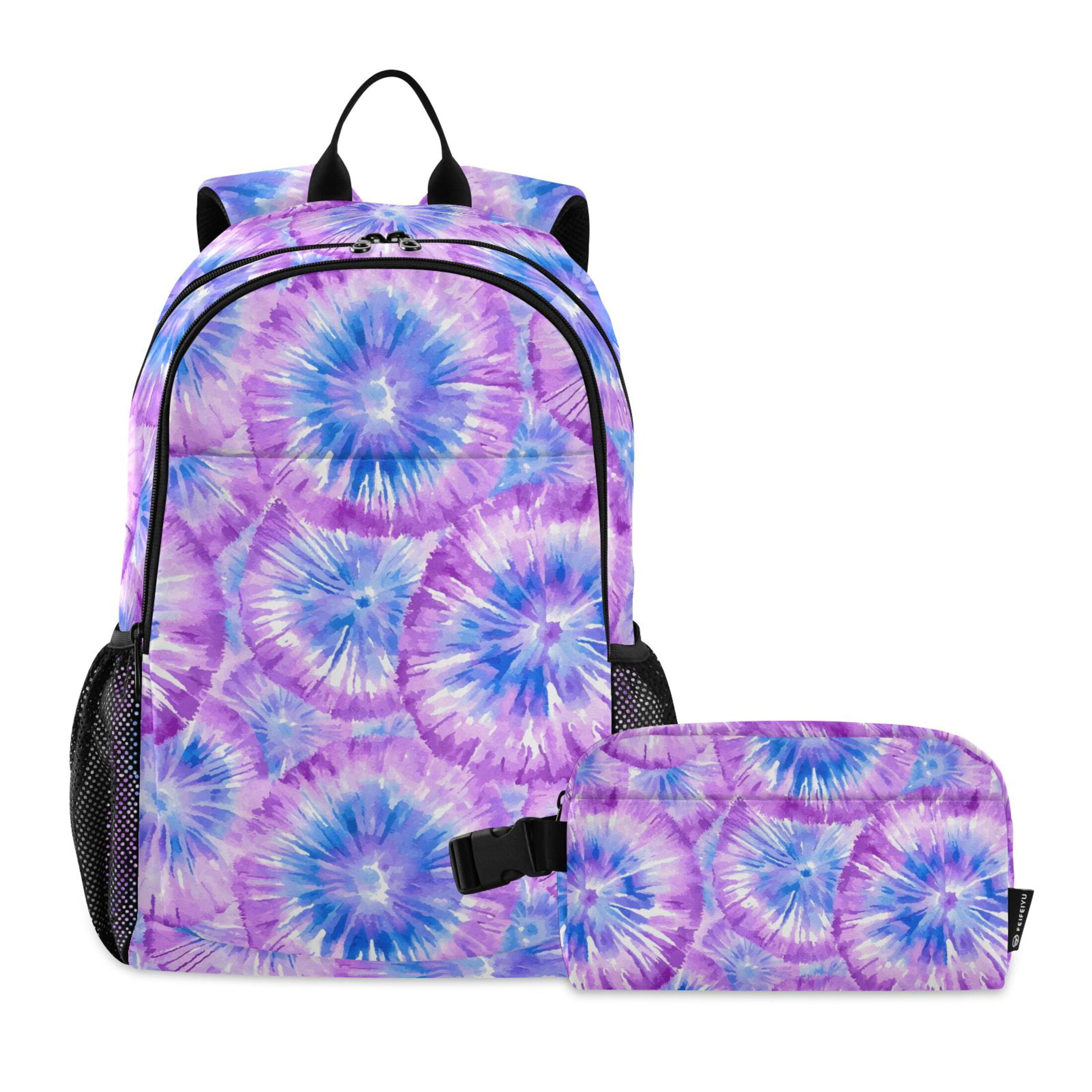 ALAZA Tie Dye Purple-p2 School Backpack Lunch Box Set Student Bookbag ...