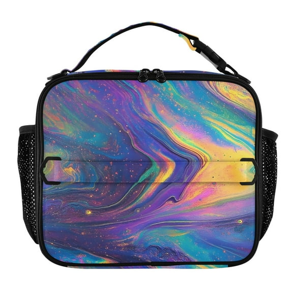 ALAZA Tie Dye Rainbow Pattern Lunch Box Insulated Lunch Bag Cooler Tote with Shoulder Strap
