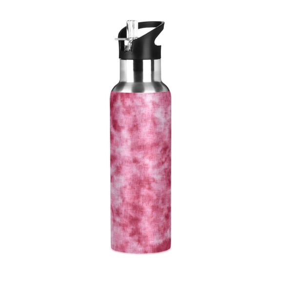 ALAZA Tie Dye Red Water Bottle Insulated Flask Stainless Steel Straw Lid 20 oz