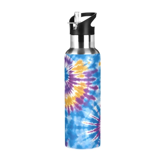ALAZA Tie Dye Water Bottle Insulated Flask Stainless Steel Straw Lid 20 oz