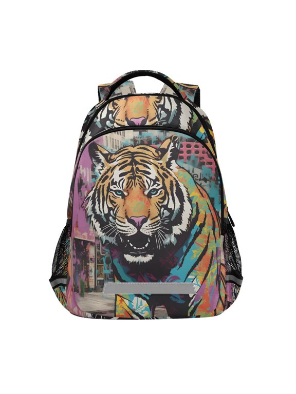 Tiger Abstract Backpack Elementary School Bag Bookbag Travel Rucksack