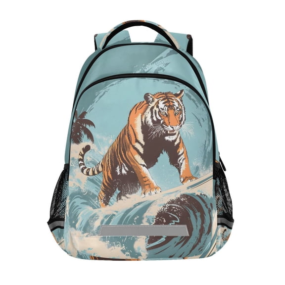 ALAZA Tiger Surfing Backpack Elementary School Bag Bookbag Travel Rucksack